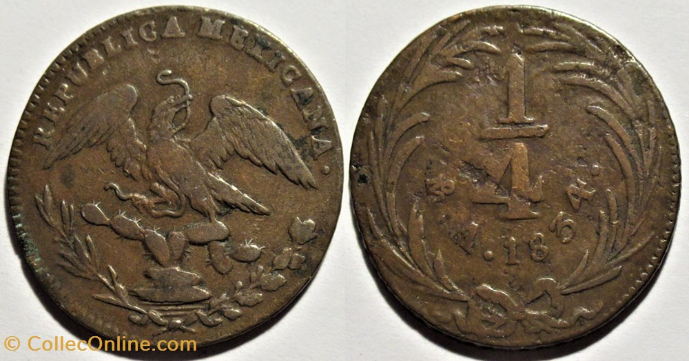 monnaies monde mexique mexico 1 4 real 1834 1st republic
