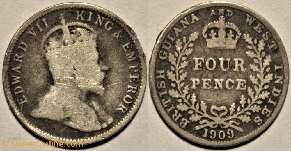 Edward VII - 4 Pence 1909 - British Guiana monnaies monde australie edward vii 4 pence 1909 british guiana