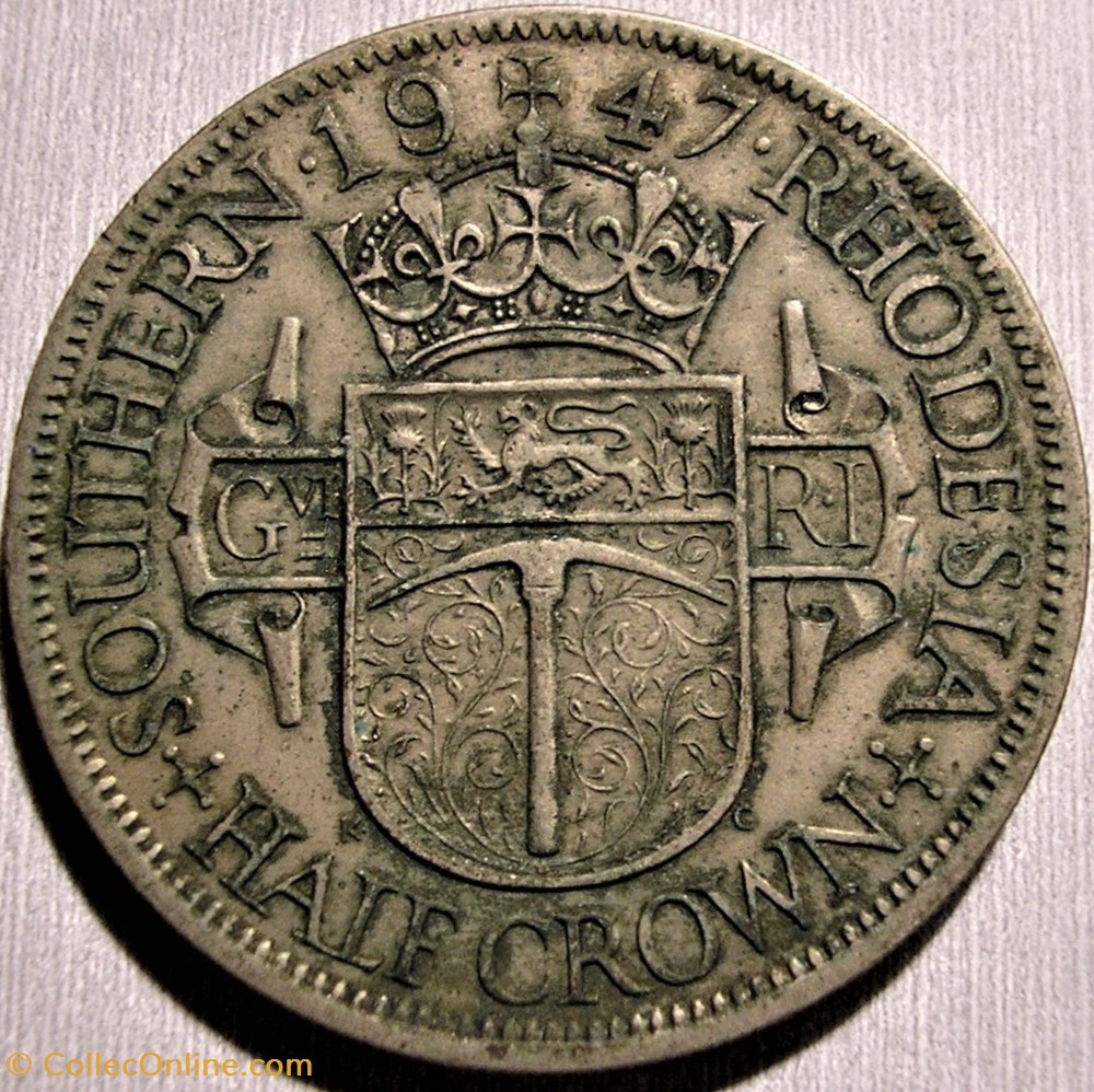 George VI - Half Crown 1947 - Southern Rhodesia (ex.2) monnaie monde zimbabwe george vi half crown 1947 southern rhodesia ex 2