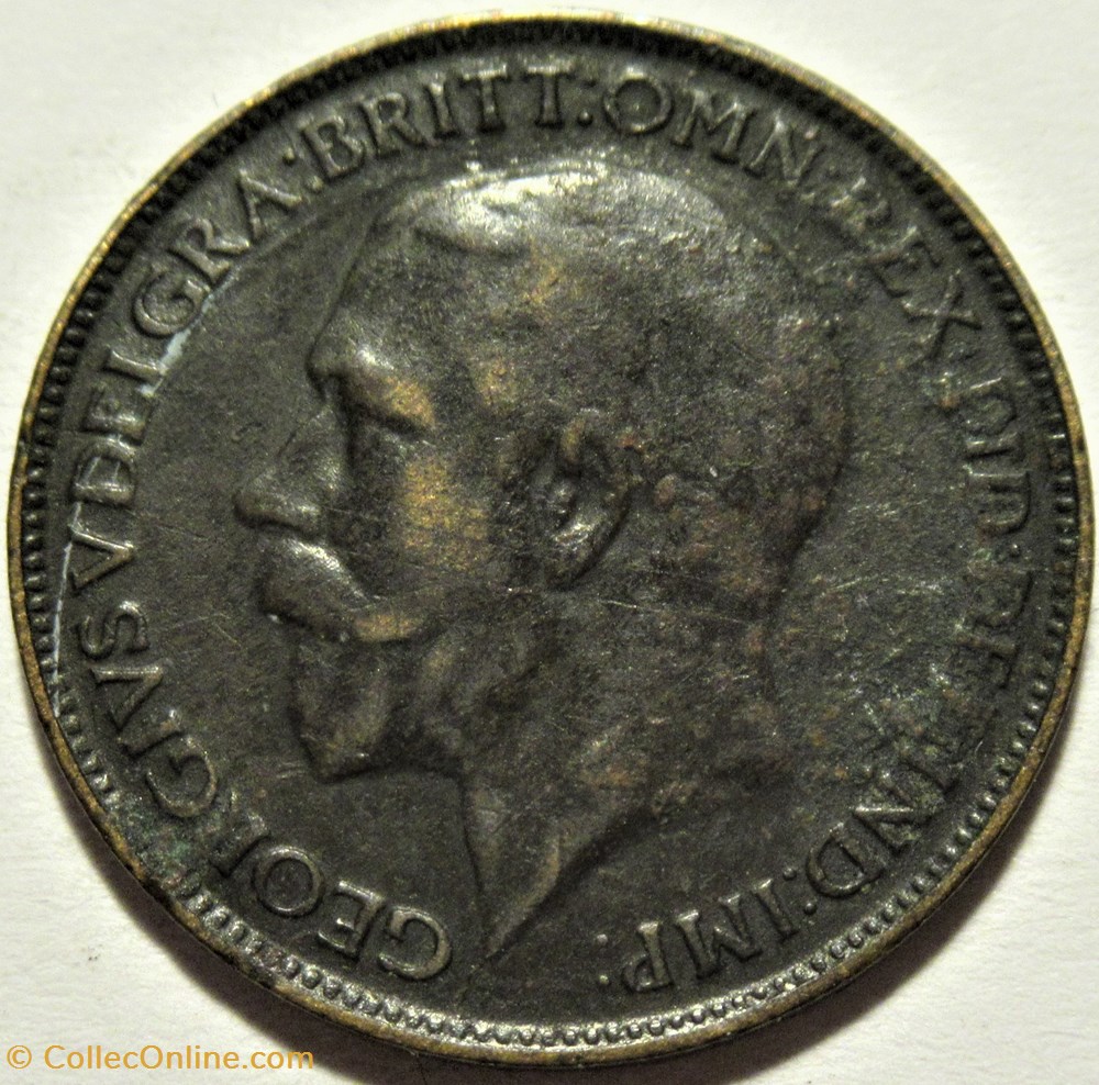 George V - Farthing 1918 - Great Britain - Rippled 2 monnaies monde royaume uni george v farthing 1918 great britain rippled