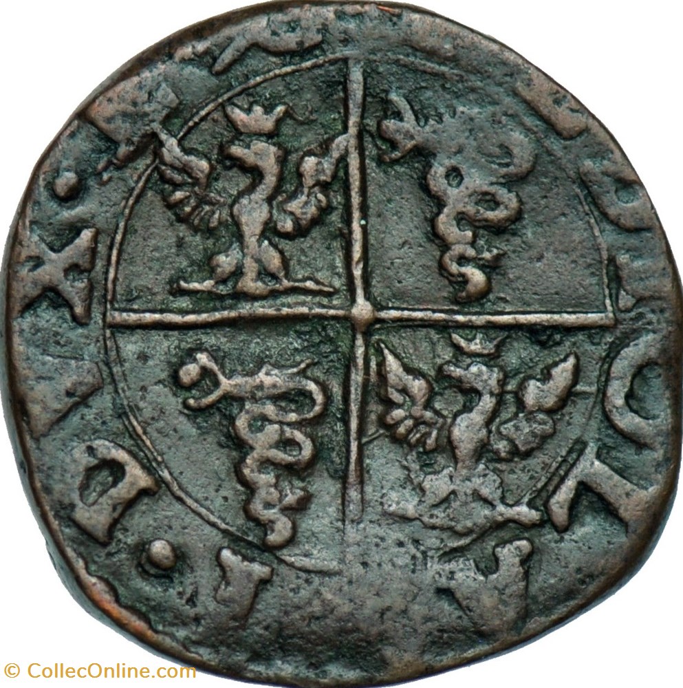 1606 Ducato di Milano, 1 Quattrino - Filippo III di Spagna 2 monnaie monde italie 1606 ducato di milano 1 quattrino filippo iii di spagna