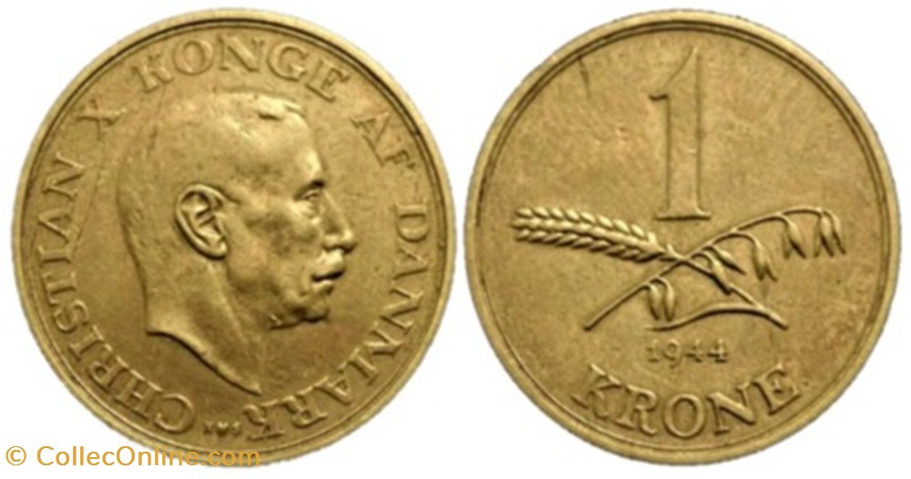 Christian X Denmark - 1 Krone 1944 monnaies monde danemark christian x denmark 1 krone 1944