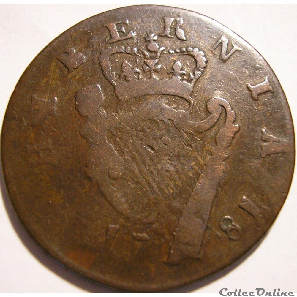 monnaie monde irlande 1781 half penny hibernia george iii of great britain ex 2