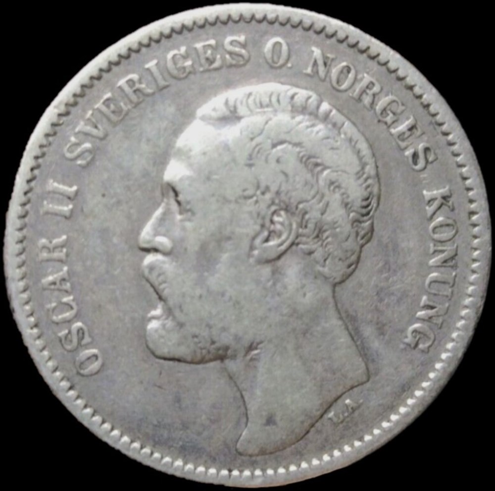 Sweden - Oskar II - 2 Kronor 1877 monnaies monde suede sweden oskar ii 2 kronor 1877