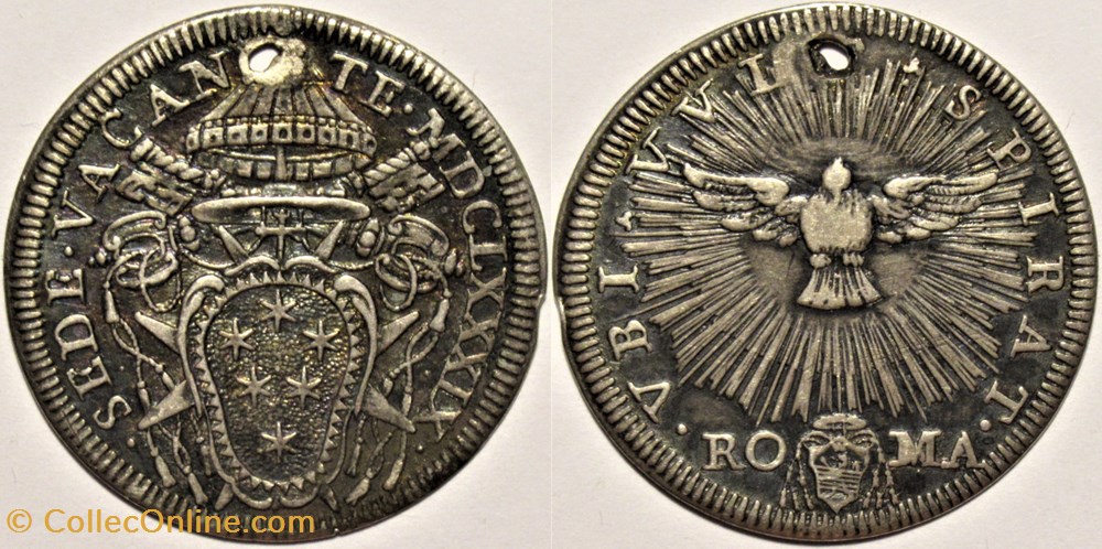 Sede Vacante - 1Giulio 1689, Spiritus ubi vult spirat - Roma, Papal States monnaies europe medievale etats pontificaux sede vacante 1giulio 1689 spiritus ubi vult spirat roma papal states