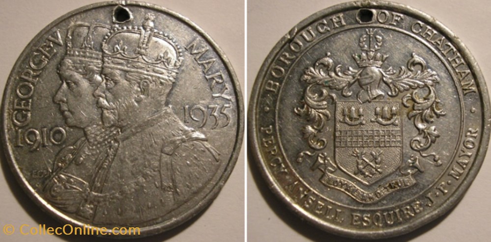 George V & Mary - Silver Jubilee 1935 Medal - Chatham, England medaille royaume uni george v mary silver jubilee 1935 medal chatham england
