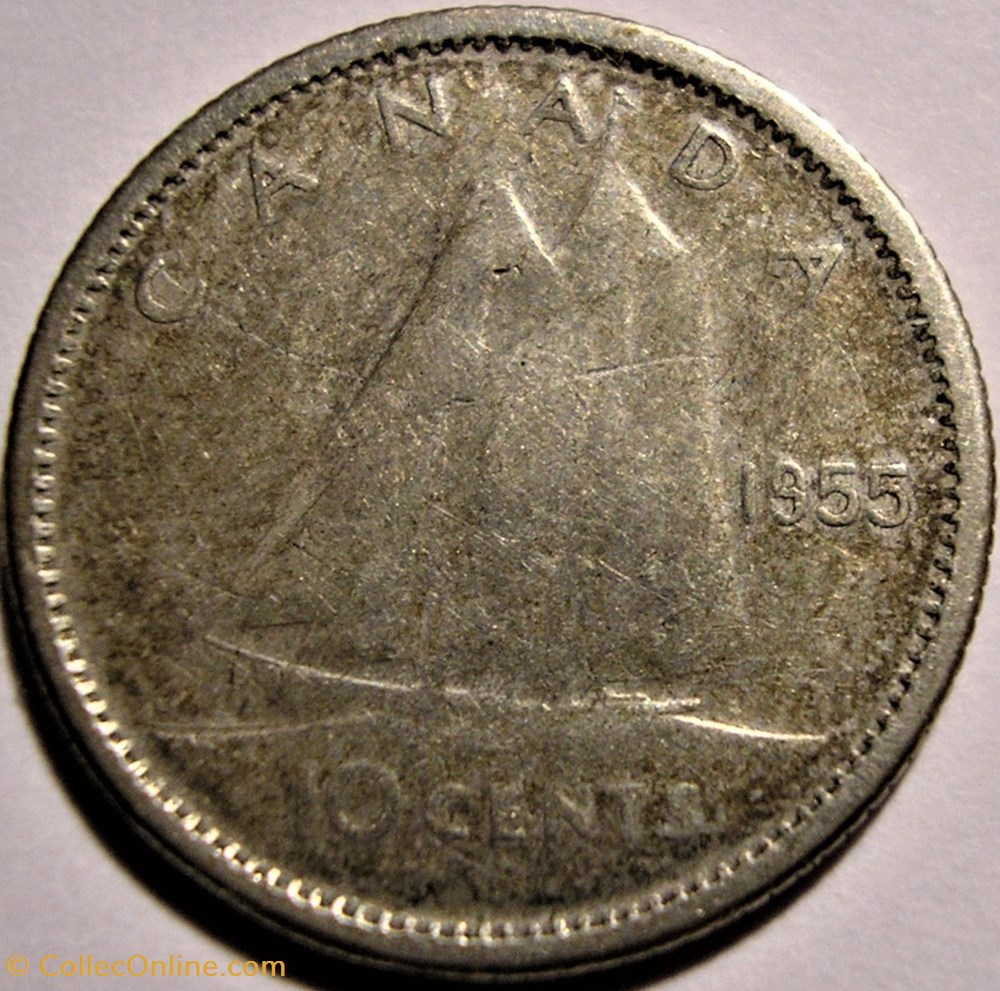 Elizabeth II - 10 Cents 1955 monnaies monde canada elizabeth ii 10 cents 1955