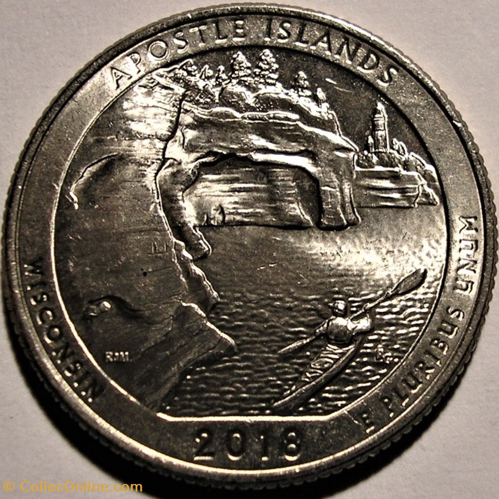 Apostle Isl., Lakeshore - 2018 D Quarter Dollar - Wisconsin State 2 monnaie monde etat uni apostle isl lakeshore 2018 d quarter dollar wisconsin state