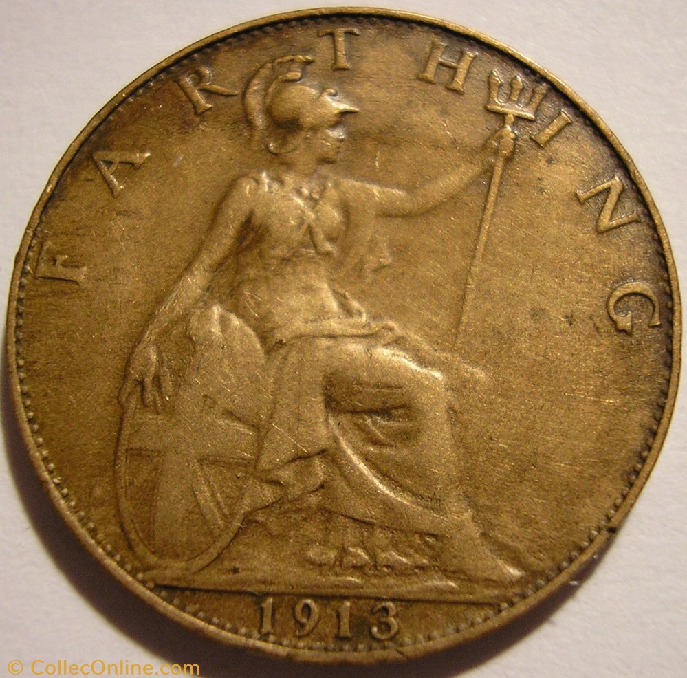 George V - Farthing 1913 - Great Britain monnaies monde royaume uni george v farthing 1913 great britain