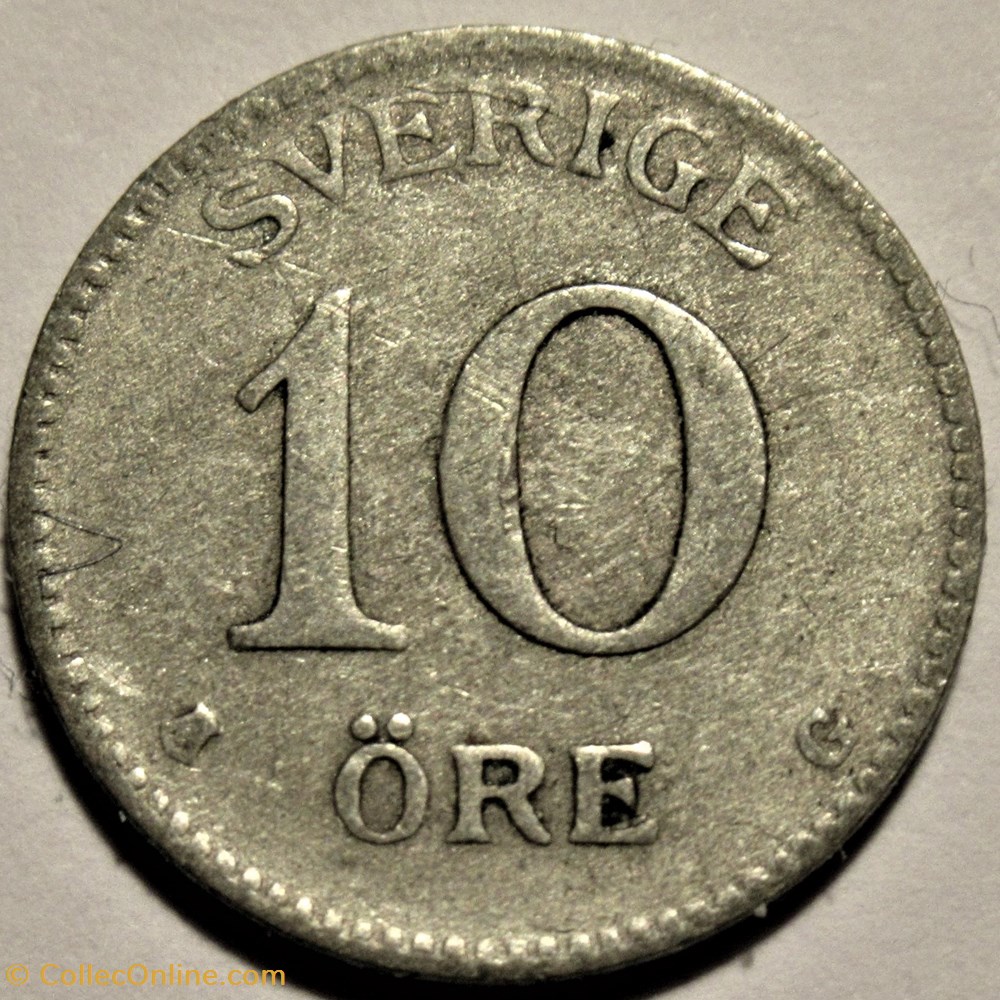 Gustaf V of Sweden - 10 Öre 1931 3 monnaies monde suede gustaf v of sweden 10 ore 1931