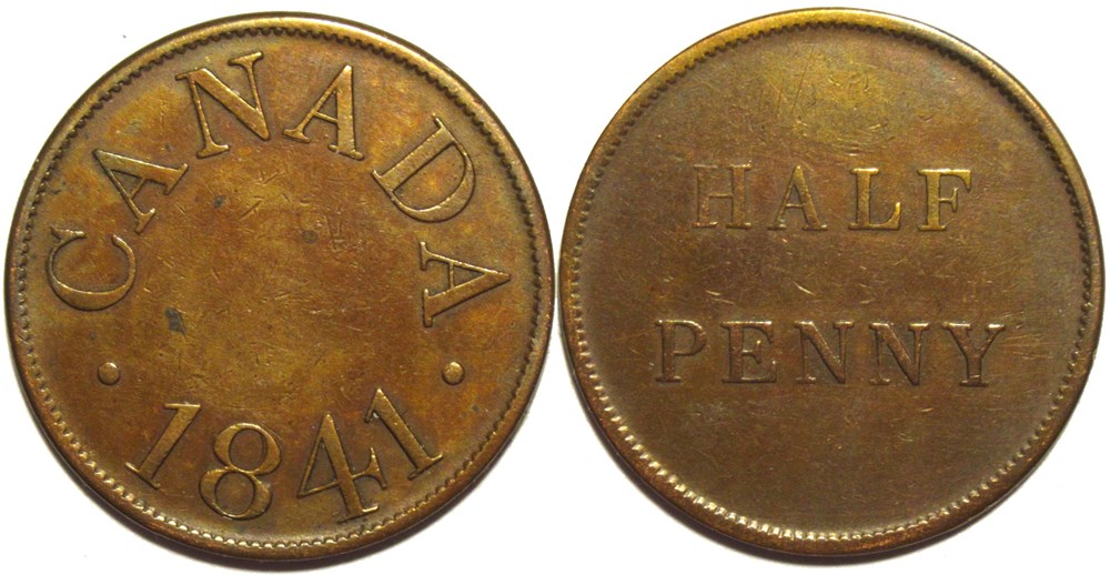 monnaies monde canada half penny 1841 james duncan token