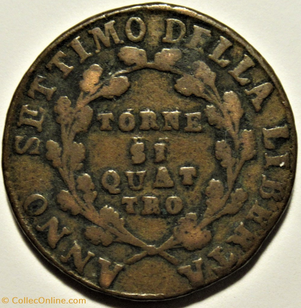 monnaies europe medievale royaume de naples 1799 repubblica napoletana 4 tornesi