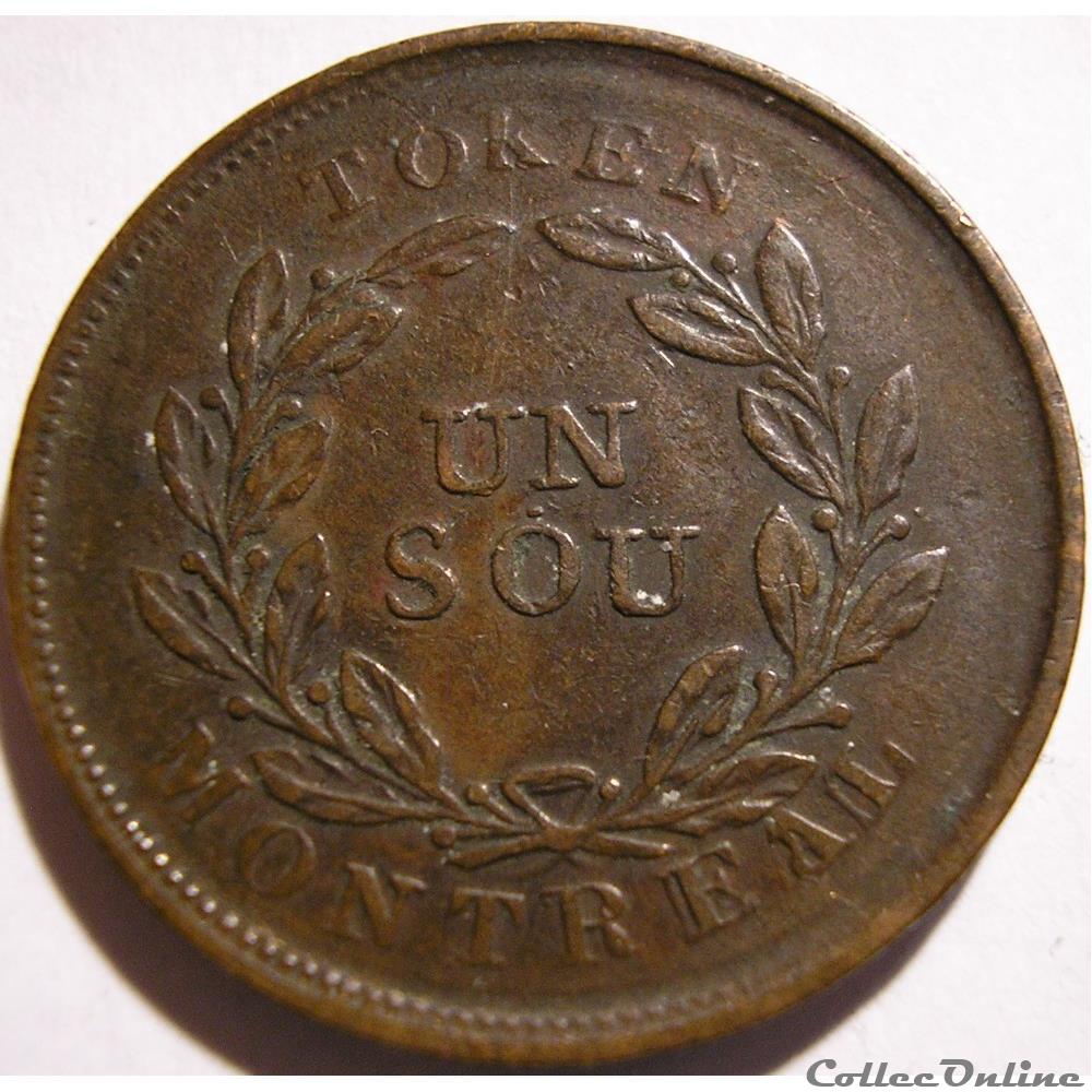 Montreal ca. 1835-1838 Un Sou Belleville - Bouquet Token (5 shamrocks) 4 monnaie monde canadum montreal ca 1835 1838 un sou belleville bouquet token 5 shamrocks