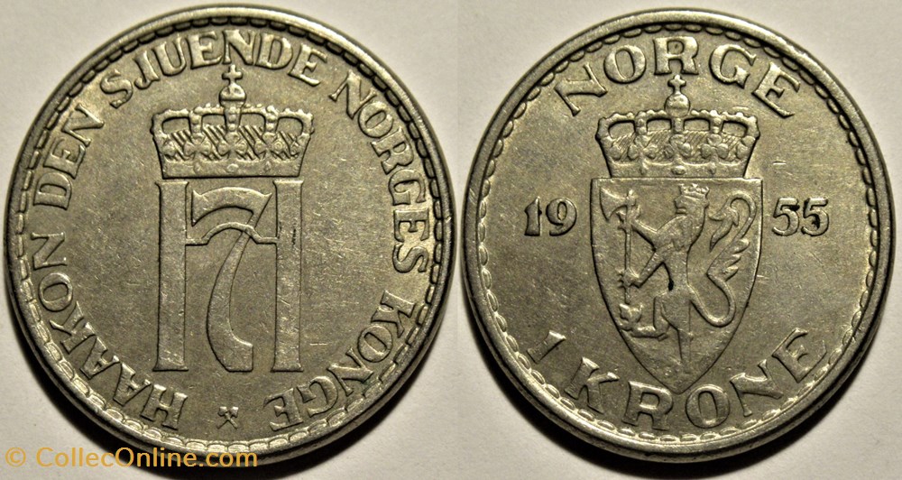 monnaies monde norvege haakon vii of norway 1 krone 1955