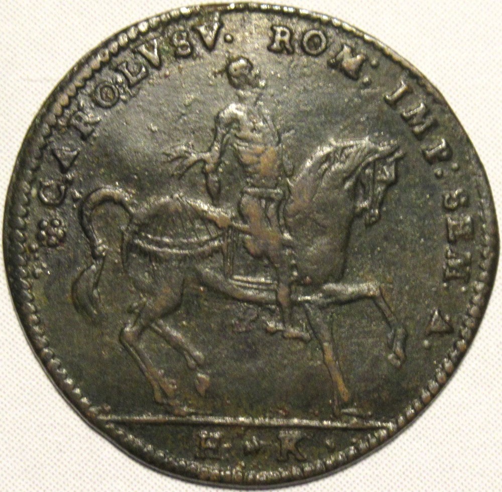 Charles Quint, c.1590 Rechenpfennig, H. Krauwinckel monnaies paranumismatique jetons poids charles quint c 1590 rechenpfennig h krauwinckel