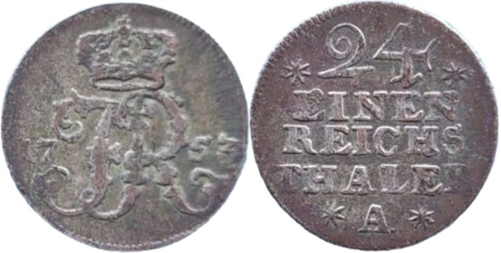 monnaies europe medievale saint empire romain germanique friedrich ii 1 24 thaler 1753 berlin kingdom of prussia