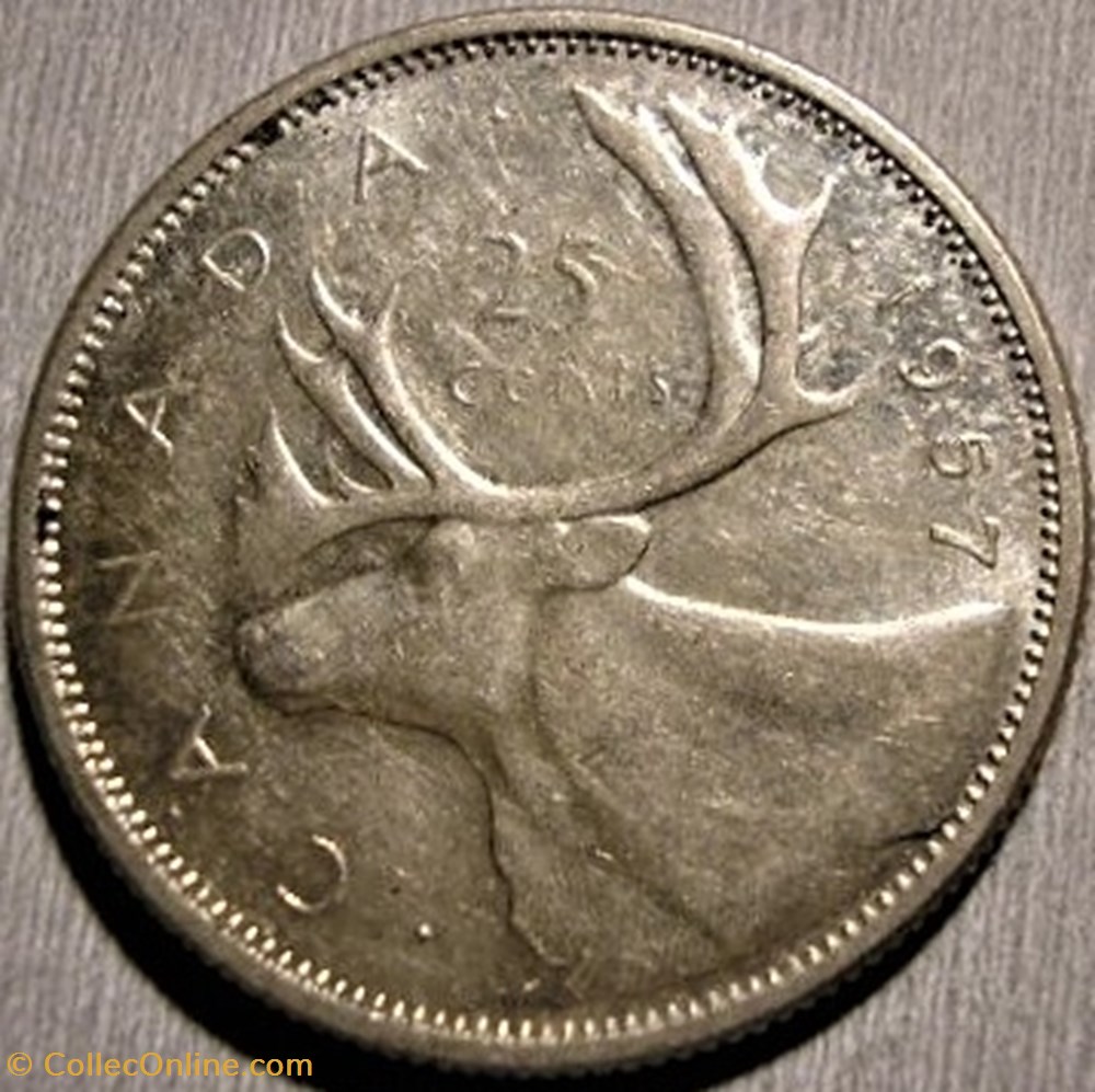 monnaie monde canadum elizabeth ii 25 cents 1957