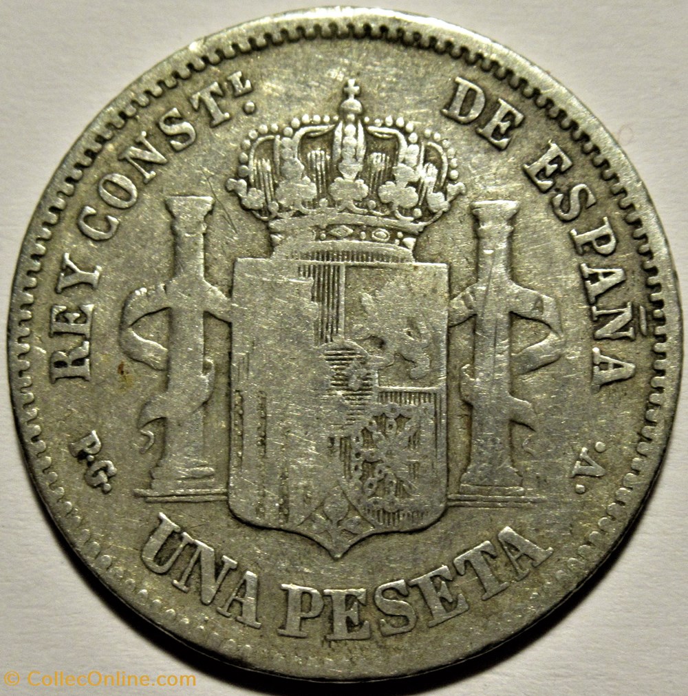 1894 - Peseta - Alfonso XIII de España (ex.2) 3 monnaies monde espagne 1894 peseta alfonso xiii de espana ex 2