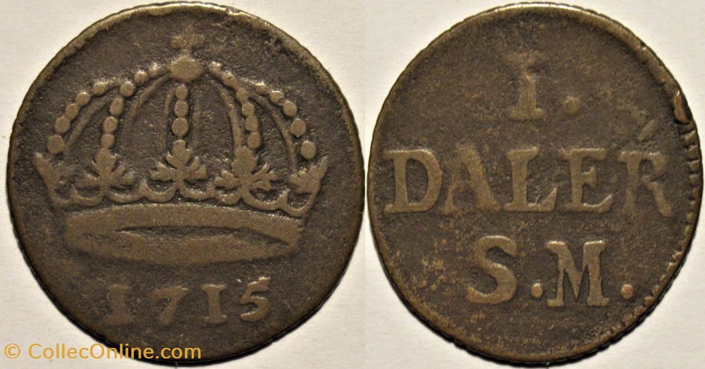 Sweden, Karl XII - 1 Daler 1715 monnaies europe medievale royaume suede sweden karl xii 1 daler 1715