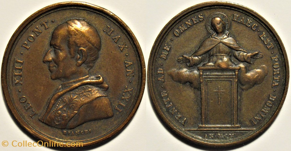 medailles religieuses pape leon xiii medaille 1900 annee sainte