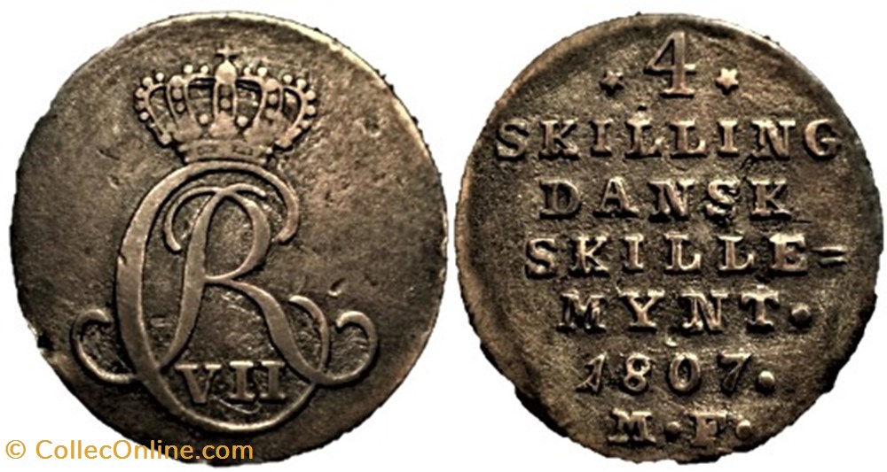 Christian VII - 4 Skilling Dansk 1807 Denmark monnaies monde danemark christian vii 4 skilling dansk 1807 denmark