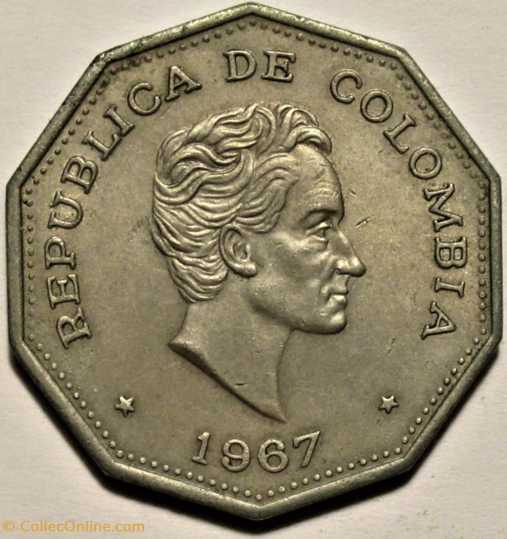 monnaies monde colombie 1 peso 1967 simon bolivar colombia