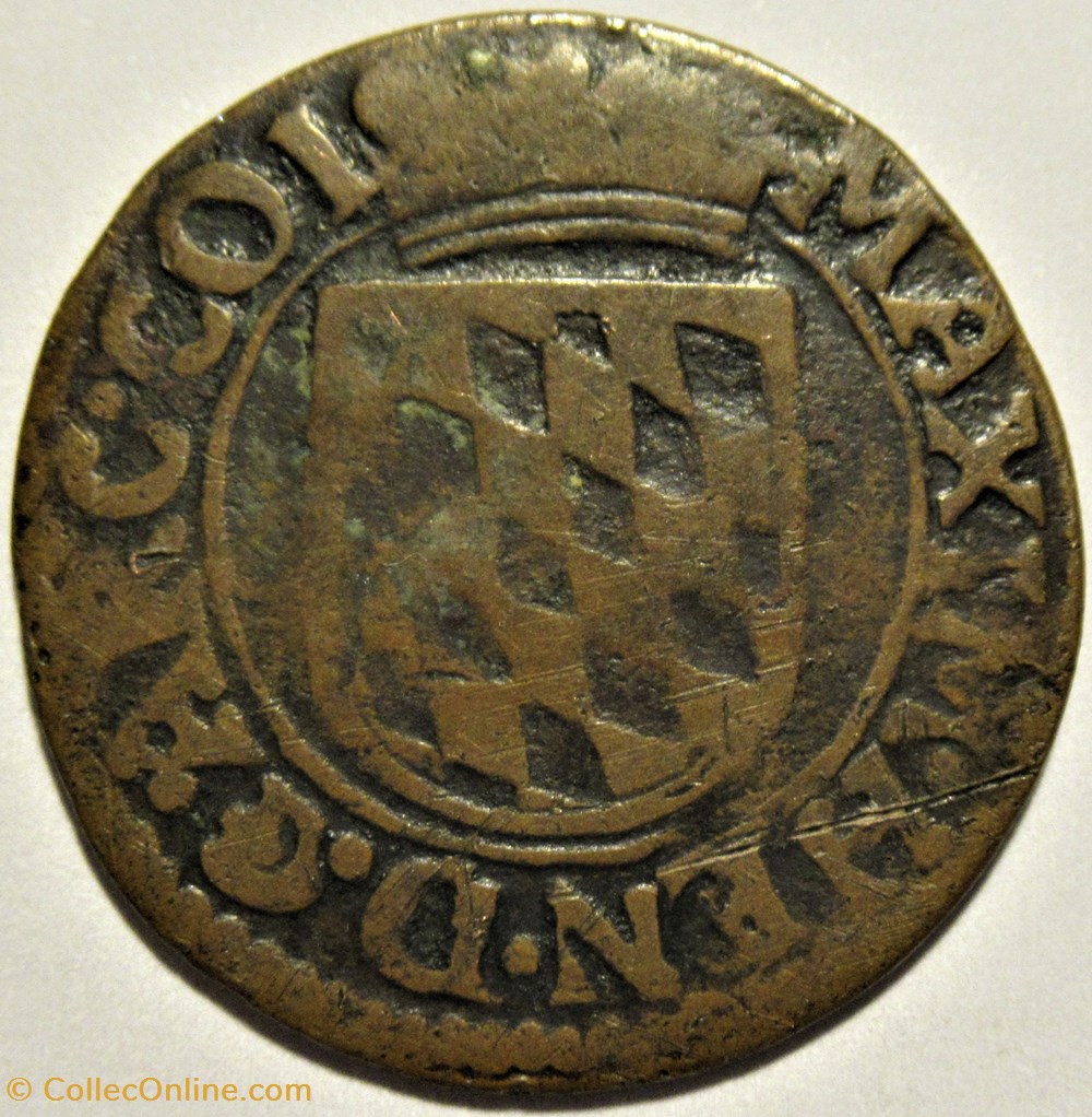 c.1650 Maximilien-Henri de Bavière, 1 Liard - Principauté de Liège 2 monnaies europe medievale saint empire romain germanique c 1650 maximilien henri de baviere 1 liard principaute de liege