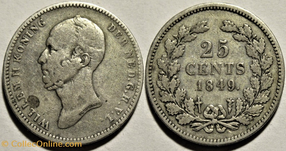 Willem II of Nederland - 25 Cents 1849. monnaies monde pays bas willem ii of nederland 25 cents 1849