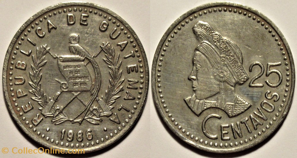 Guatemala - 25 Centavos 1986 monnaies monde guatemala 25 centavos 1986