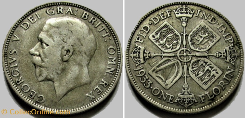 monnaies monde royaume uni george v one florin 1933 great britain