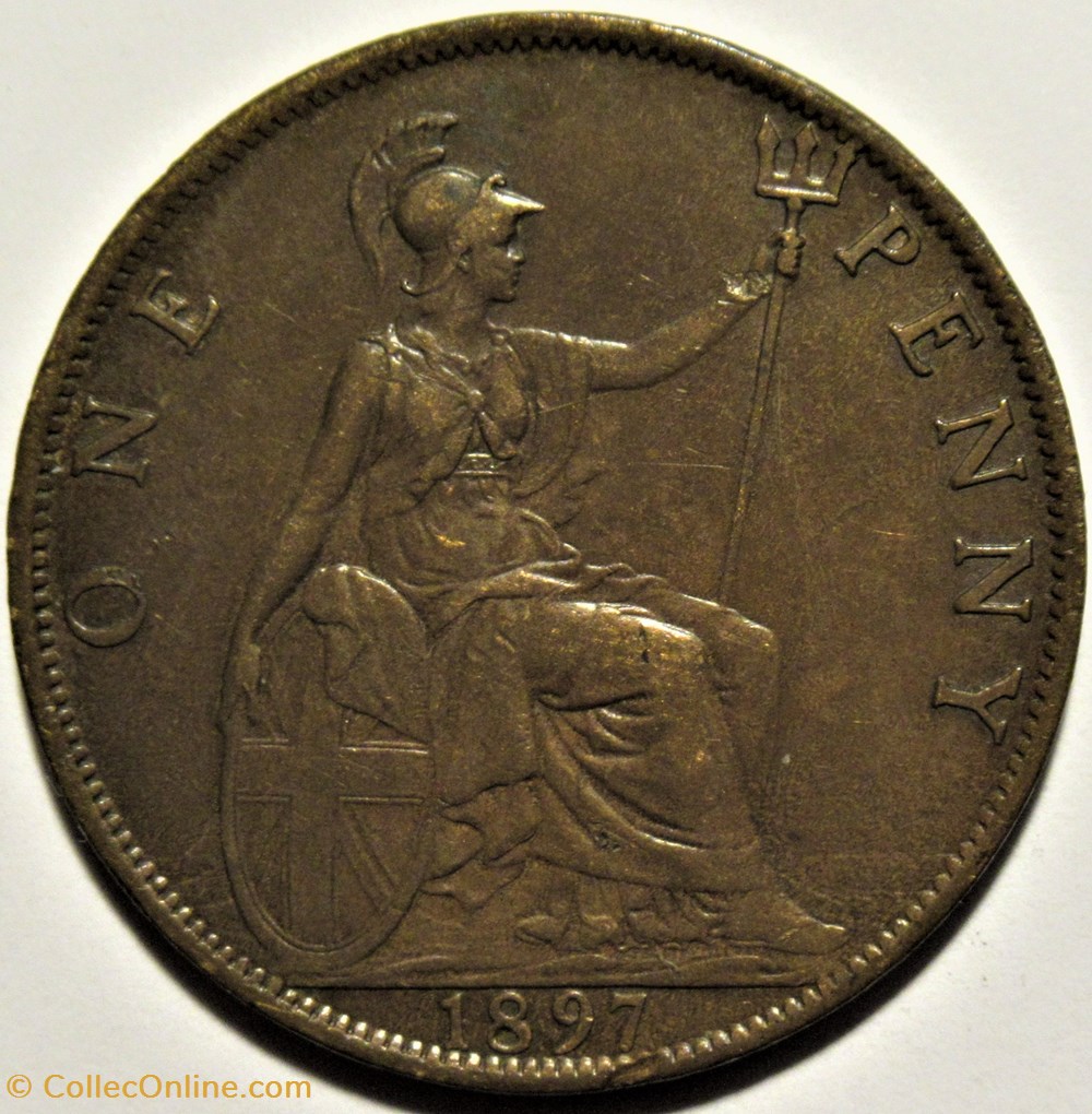 Victoria - One Penny 1897 - Kingdom of Great Britain 3 monnaies monde royaume uni victoria one penny 1897 kingdom of great britain