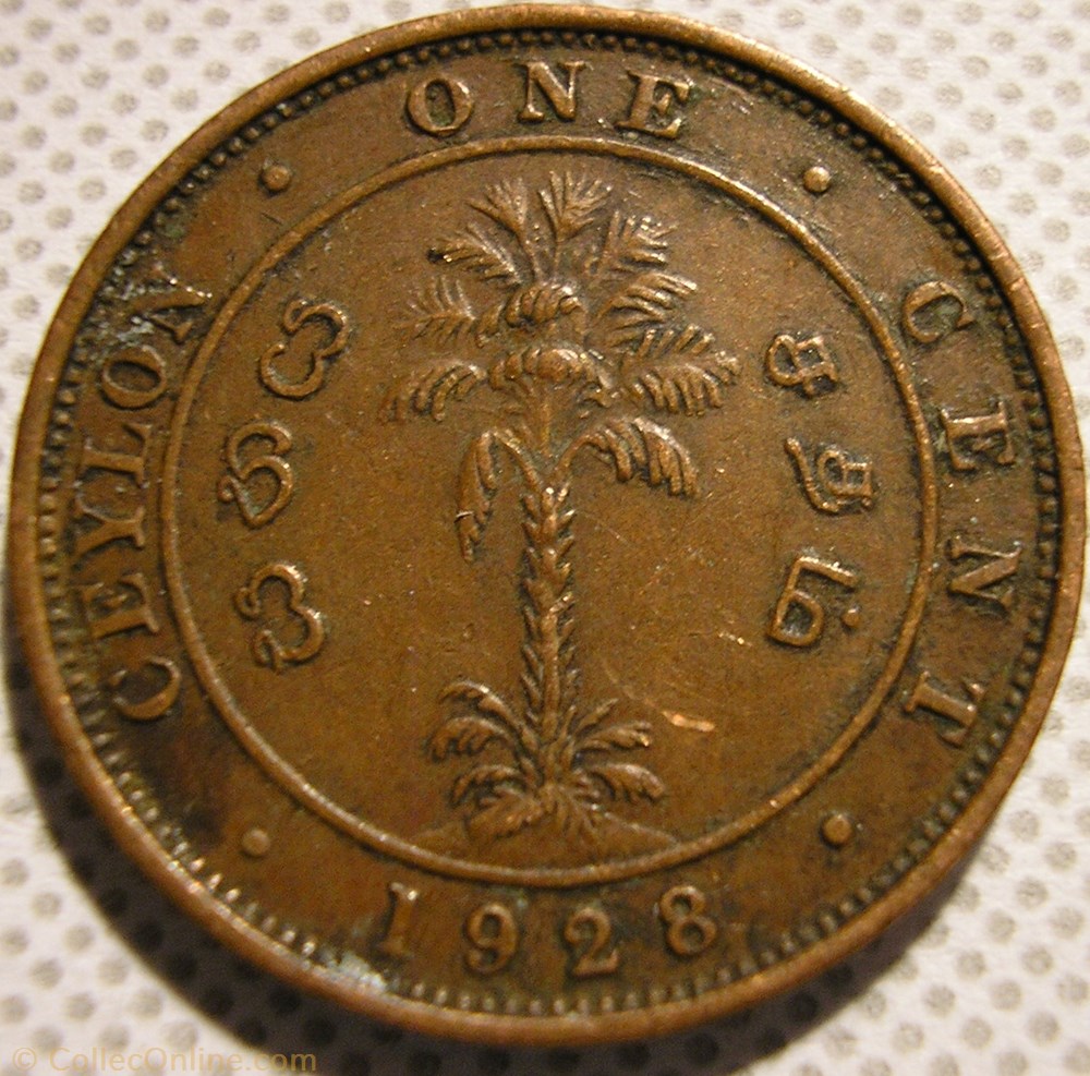 George V - One Cent 1928 - Ceylon monnaies monde sri lanka george v one cent 1928 ceylon