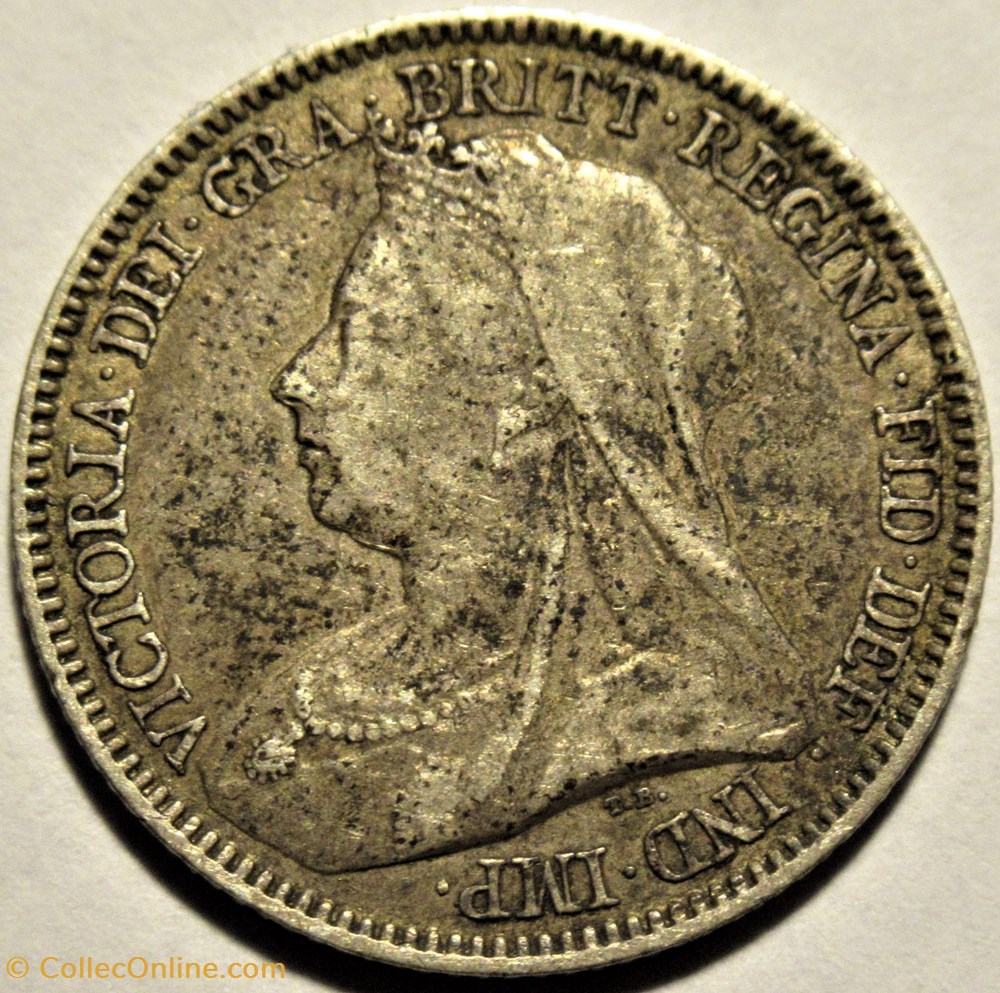 Victoria - Sixpence 1893 Kingdom of Great Britain 2 monnaies monde royaume uni victoria sixpence 1893 kingdom of great britain