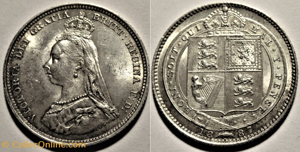 Victoria - Jubilee One Shilling 1887 - Kingdom of Great Britain (ex.3) monnaies monde royaume uni victoria jubilee one shilling 1887 kingdom of great britain ex 3