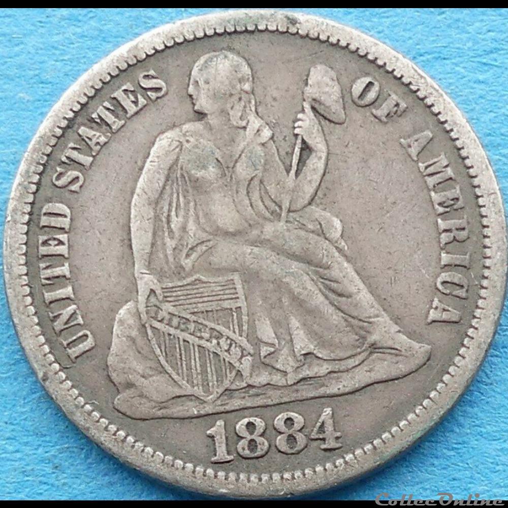 1884 Dime / 10 Cents monnaies monde etats unis 1884 dime 10 cents