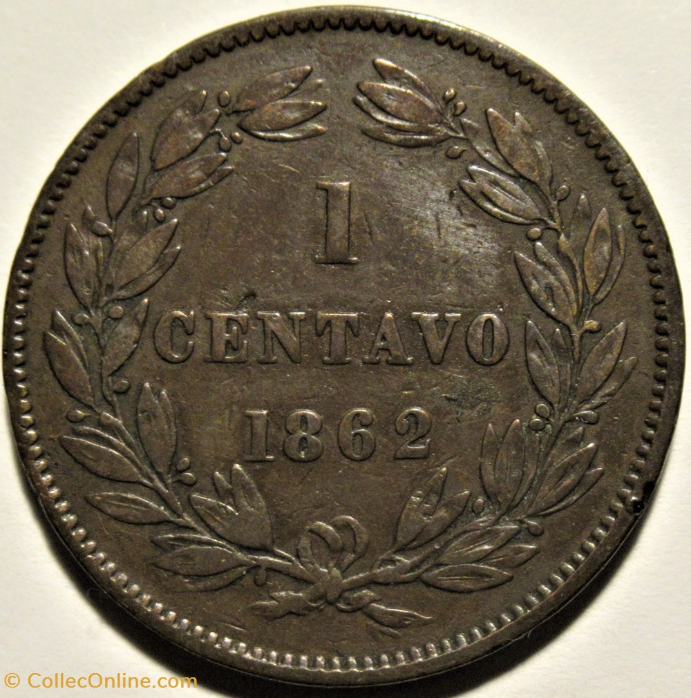 Venezuela - 1 Centavo 1862 3 monnaies monde venezuela 1 centavo 1862