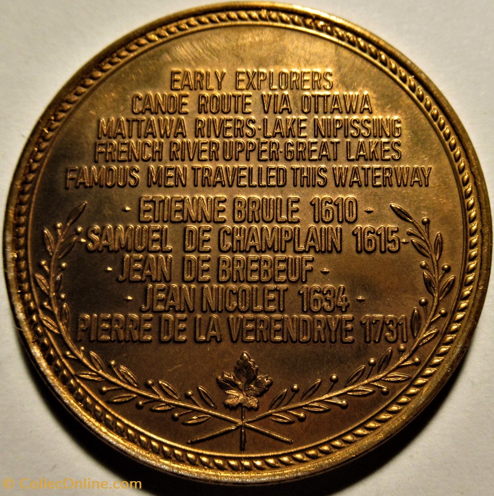 Historic Trans-Canada, Ottawa - Two Dollars Token 1967, Canoe Route 3 monnaies jetons mereaux historic trans canada ottawa two dollars token 1967 canoe route