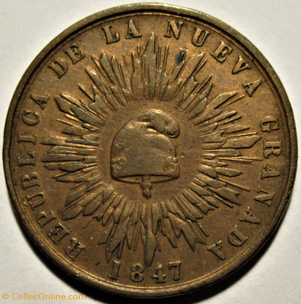 1 Décimo 1847 Bogota - Nueva Granada 2 monnaies monde colombie 1 decimo 1847 bogota nueva granada