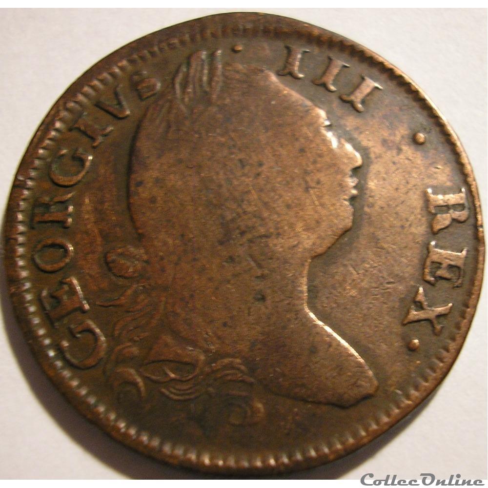monnaie monde irlande 1781 half penny hibernia george iii of great britain ex 2