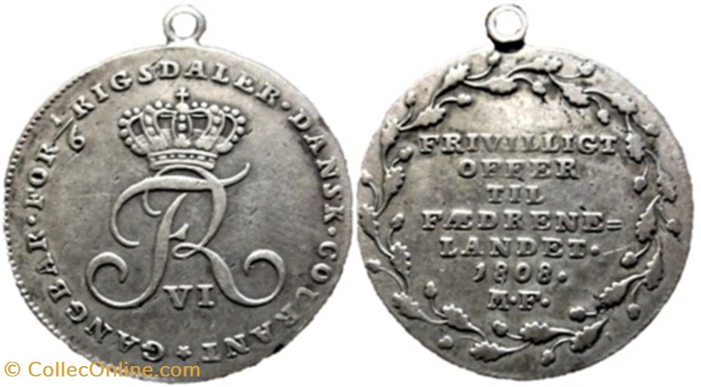 Frederik VI Denmark - ⅙ Rigsdaler Courant 1808 monnaies monde danemark frederik vi denmark rigsdaler courant 1808