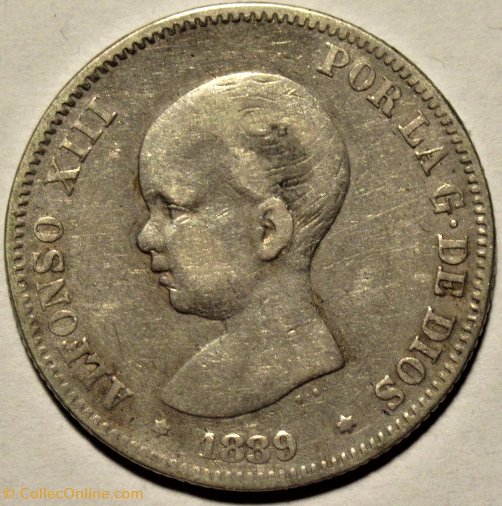 monnaies monde espagne 1889 2 pesetas alfonso xiii de espana