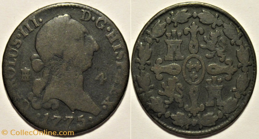 monnaies europe medievale royaume espagne 1775 4 maravedis segovia carlos iii de espana