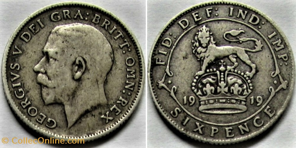 George V - 6 Pence 1919 - Great Britain monnaies monde royaume uni george v 6 pence 1919 great britain