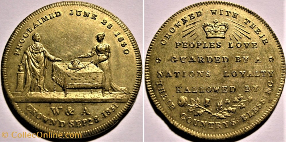 William IV & Adelaide - 1831 Coronation Token, Great Britain monnaie jeton mereaux william iv adelaide 1831 coronation token great britain