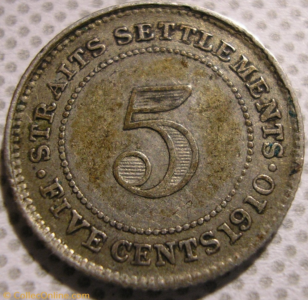 Edward VII - 5 Cents 1910 - Straits Settlements monnaies monde malaisie edward vii 5 cents 1910 straits settlements