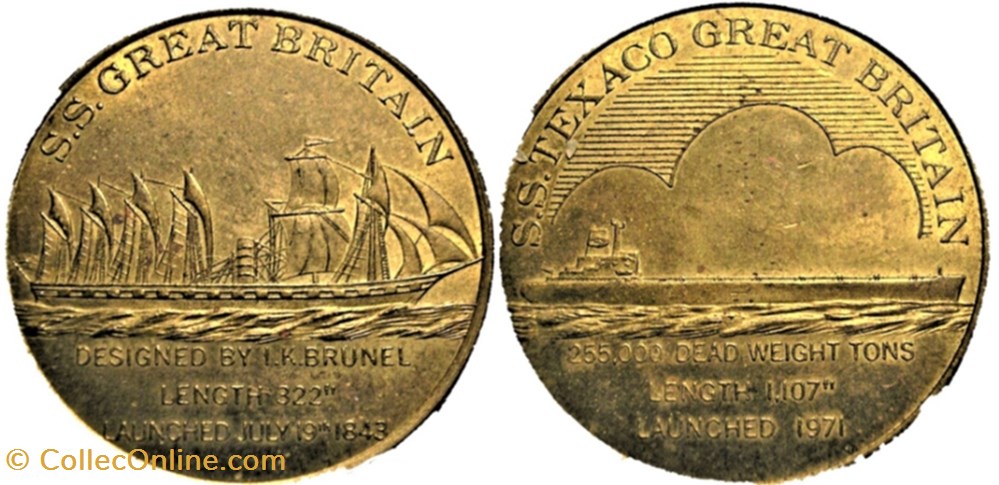 United Kingdom 1971 Token - Ship S.S. Great Britain monnaie jeton mereaux united kingdom 1971 token ship s s great britain