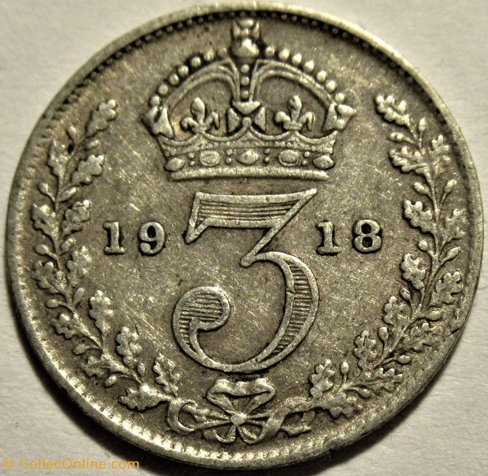George V - 3 Pence 1918 - United Kingdom 3 monnaies monde royaume george v 3 pence 1918 united kingdom