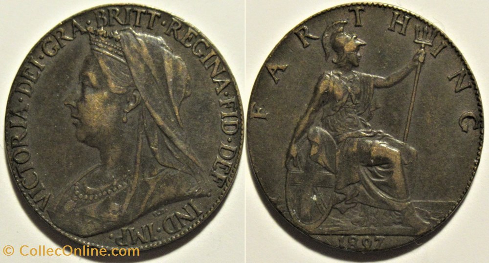 Victoria - One Farthing 1897 - Kingdom of Great Britain - Error monnaies monde royaume uni victoria one farthing 1897 kingdom of great britain error