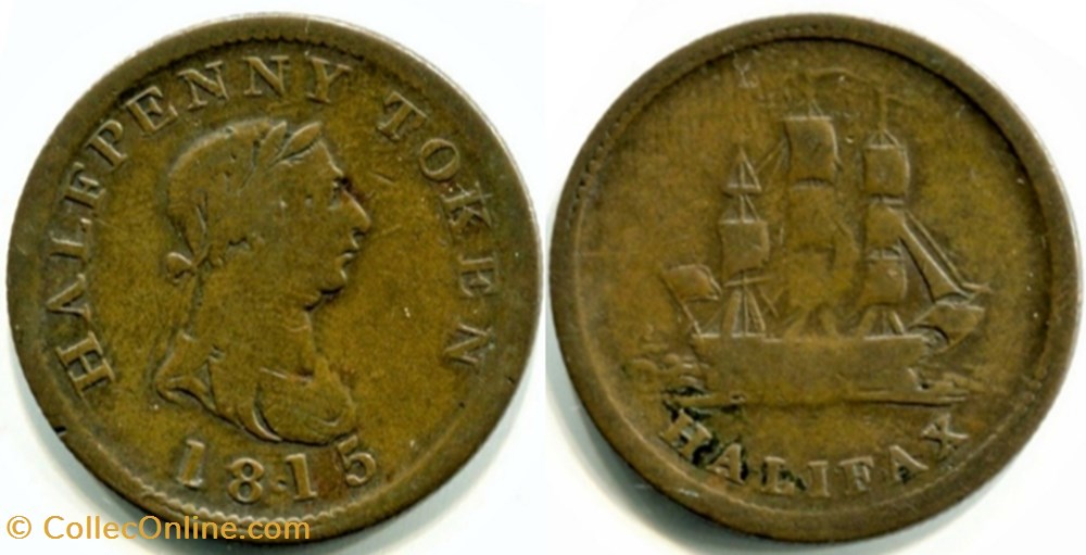 George III - HalfPenny Token, 1815 Halifax monnaies monde canada george iii halfpenny token 1815 halifax