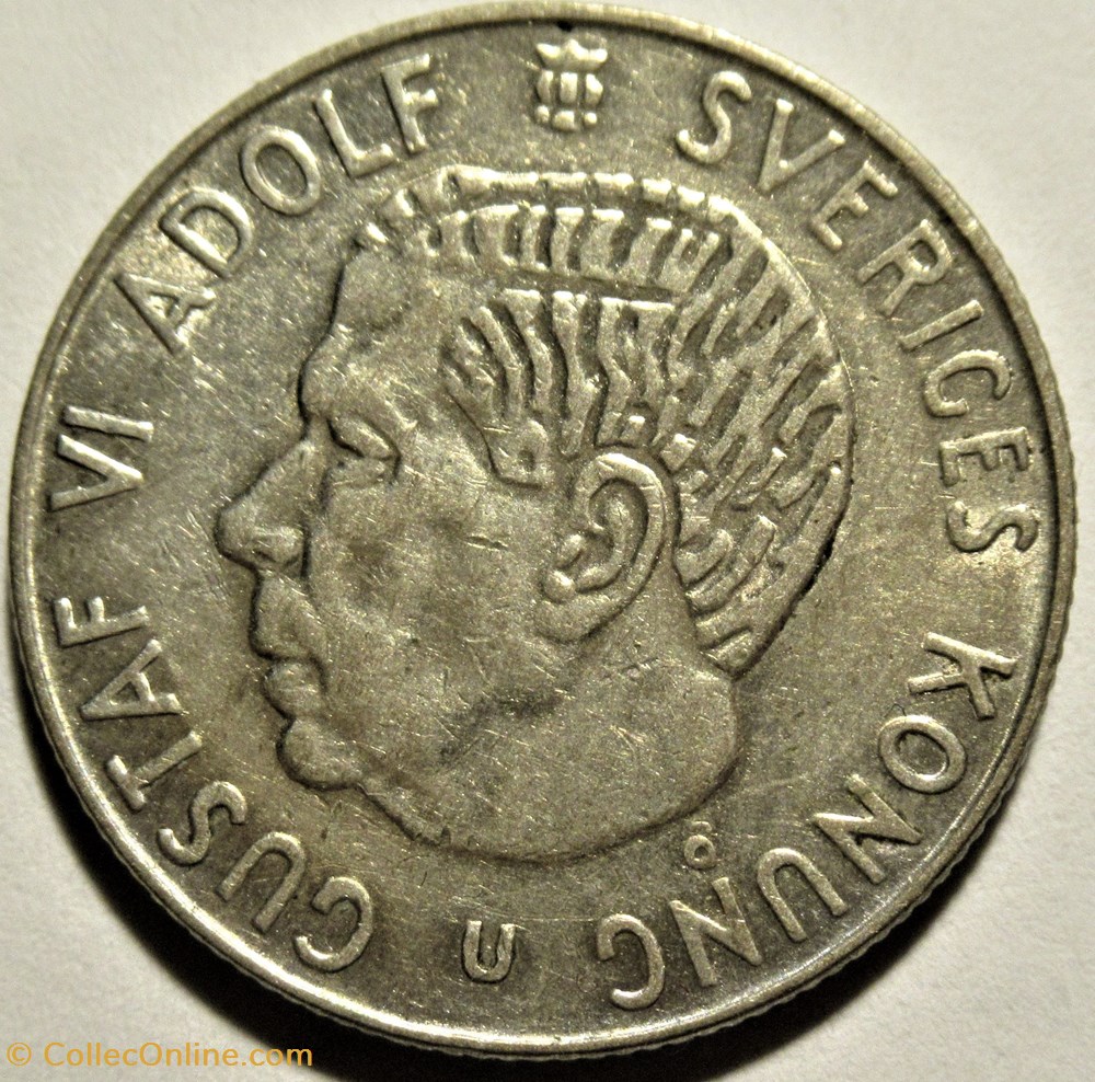 Gustaf VI Adolf of Sweden - 1 Krona 1964 2 monnaies monde suede gustaf vi adolf of sweden 1 krona 1964